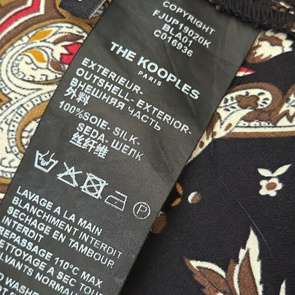 The Kooples Paris Dark Paisley 100% Silk Asymmetrical Wrap Skirt - Picture 4 of 5